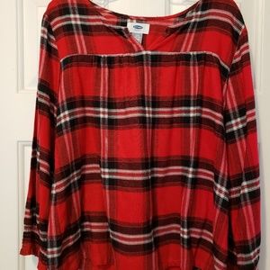 Old Navy Large Girls Red Plaid Long Sleeve Top